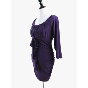 Frank Lyman Size 10 Gathered Bust Bodycon Mini Dress Ruched Purple